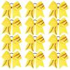 imageDEEKA 12 PCS Softball Cheer Bows with 2 Glitter Stitching Cheerleader Team Bows Elastic Band for Softball Sports Girls Neon YellowRed StitchingYellowRed Stitching