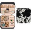 imageDEEKA Western Jewelry Box Case Real Leather Cow Print Cowhide Tooled Travel Jewelry Organizer Gifts Christmas Gifts for Women Country Girls Cowgirl Stuff Portable Travel Accessories BlackBlack Cowhide