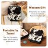 imageDEEKA Western Jewelry Box Case Real Leather Cow Print Cowhide Tooled Travel Jewelry Organizer Gifts Christmas Gifts for Women Country Girls Cowgirl Stuff Portable Travel Accessories BlackBlack Cowhide