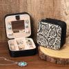 imageDEEKA Western Jewelry Box Case Real Leather Cow Print Cowhide Tooled Travel Jewelry Organizer Gifts Christmas Gifts for Women Country Girls Cowgirl Stuff Portable Travel Accessories BlackBlack Embossed