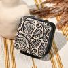 imageDEEKA Western Jewelry Box Case Real Leather Cow Print Cowhide Tooled Travel Jewelry Organizer Gifts Christmas Gifts for Women Country Girls Cowgirl Stuff Portable Travel Accessories BlackBlack Embossed