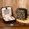 imageDEEKA Western Jewelry Box Case Real Leather Cow Print Cowhide Tooled Travel Jewelry Organizer Gifts Christmas Gifts for Women Country Girls Cowgirl Stuff Portable Travel Accessories BlackBrown Leopard