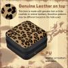imageDEEKA Western Jewelry Box Case Real Leather Cow Print Cowhide Tooled Travel Jewelry Organizer Gifts Christmas Gifts for Women Country Girls Cowgirl Stuff Portable Travel Accessories BlackBrown Leopard