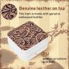 imageDEEKA Western Jewelry Box Case Real Leather Cow Print Cowhide Tooled Travel Jewelry Organizer Gifts Christmas Gifts for Women Country Girls Cowgirl Stuff Portable Travel Accessories BlackBrown Embossed