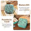 imageDEEKA Western Jewelry Box Case Real Leather Cow Print Cowhide Tooled Travel Jewelry Organizer Gifts Christmas Gifts for Women Country Girls Cowgirl Stuff Portable Travel Accessories BlackGreen Embossed