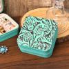 imageDEEKA Western Jewelry Box Case Real Leather Cow Print Cowhide Tooled Travel Jewelry Organizer Gifts Christmas Gifts for Women Country Girls Cowgirl Stuff Portable Travel Accessories BlackGreen Embossed