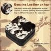 imageDEEKA Western Jewelry Box Case Real Leather Cow Print Cowhide Tooled Travel Jewelry Organizer Gifts Christmas Gifts for Women Country Girls Cowgirl Stuff Portable Travel Accessories BlackBlack Cowhide