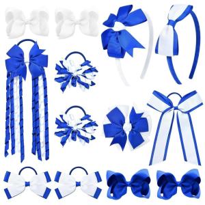 imageDEEKA Navy ampamp White School Hair Accessories Set 13 Pcs Uniform Hair Bow Headband Clips Hair Ties Curly Korker Bows for Little Toddler School Girls NavyampampWhiteRoyal BlueWhite