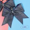 imageDEEKA 1 PCS 8quot Large Glitter Cheer Bows with Iridescent Rhinestones Colorful Stiff Hair Elastic Band Ponytail Holder for Cheerleader Girls Sports WhiteNavy Blue