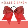imageDEEKA 1 PCS 8quot Large Glitter Cheer Bows with Iridescent Rhinestones Colorful Stiff Hair Elastic Band Ponytail Holder for Cheerleader Girls Sports WhiteRed