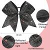 imageDEEKA 1 PCS 8quot Large Glitter Cheer Bows with Iridescent Rhinestones Colorful Stiff Hair Elastic Band Ponytail Holder for Cheerleader Girls Sports WhiteBlack