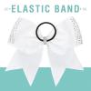 imageDEEKA 1 PCS 8quot Large Glitter Cheer Bows with Iridescent Rhinestones Colorful Stiff Hair Elastic Band Ponytail Holder for Cheerleader Girls Sports WhiteWhite