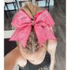 imageDEEKA 1 PCS 8quot Large Glitter Cheer Bows with Iridescent Rhinestones Colorful Stiff Hair Elastic Band Ponytail Holder for Cheerleader Girls Sports WhitePink
