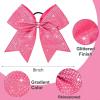 imageDEEKA 1 PCS 8quot Large Glitter Cheer Bows with Iridescent Rhinestones Colorful Stiff Hair Elastic Band Ponytail Holder for Cheerleader Girls Sports WhitePink
