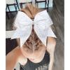 imageDEEKA 1 PCS 8quot Large Glitter Cheer Bows with Iridescent Rhinestones Colorful Stiff Hair Elastic Band Ponytail Holder for Cheerleader Girls Sports WhiteWhite
