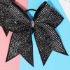 imageDEEKA 1 PCS 8quot Large Glitter Cheer Bows with Iridescent Rhinestones Colorful Stiff Hair Elastic Band Ponytail Holder for Cheerleader Girls Sports WhiteBlack