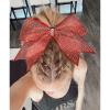 imageDEEKA 1 PCS 8quot Large Glitter Cheer Bows with Iridescent Rhinestones Colorful Stiff Hair Elastic Band Ponytail Holder for Cheerleader Girls Sports WhiteRed