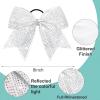 imageDEEKA 1 PCS 8quot Large Glitter Cheer Bows with Iridescent Rhinestones Colorful Stiff Hair Elastic Band Ponytail Holder for Cheerleader Girls Sports WhiteWhite