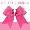 imageDEEKA 1 PCS 8quot Large Glitter Cheer Bows with Iridescent Rhinestones Colorful Stiff Hair Elastic Band Ponytail Holder for Cheerleader Girls Sports WhitePink