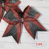 imageDEEKA 1 PCS 8quot Large Glitter Cheer Bows with Iridescent Rhinestones Colorful Stiff Hair Elastic Band Ponytail Holder for Cheerleader Girls Sports WhiteRedBlack