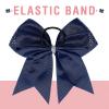 imageDEEKA 1 PCS 8quot Large Glitter Cheer Bows with Iridescent Rhinestones Colorful Stiff Hair Elastic Band Ponytail Holder for Cheerleader Girls Sports WhiteNavy Blue