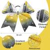 imageDEEKA 1 PCS 8quot Large Glitter Cheer Bows with Iridescent Rhinestones Colorful Stiff Hair Elastic Band Ponytail Holder for Cheerleader Girls Sports WhiteWhiteYellowBlack