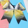 imageDEEKA 1 PCS 8quot Large Glitter Cheer Bows with Iridescent Rhinestones Colorful Stiff Hair Elastic Band Ponytail Holder for Cheerleader Girls Sports WhiteWhiteYellowBlack