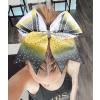 imageDEEKA 1 PCS 8quot Large Glitter Cheer Bows with Iridescent Rhinestones Colorful Stiff Hair Elastic Band Ponytail Holder for Cheerleader Girls Sports WhiteWhiteYellowBlack