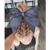imageDEEKA 1 PCS 8quot Large Glitter Cheer Bows with Iridescent Rhinestones Colorful Stiff Hair Elastic Band Ponytail Holder for Cheerleader Girls Sports WhiteNavy Blue