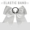imageDEEKA 1 PCS 8quot Large Glitter Cheer Bows with Iridescent Rhinestones Colorful Stiff Hair Elastic Band Ponytail Holder for Cheerleader Girls Sports WhiteSilver