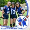 imageDEEKA 8 PCS Football Cheer Bows with Glitter Laces and Stripes Cheerleader Sports Team Bows Elastic Band for Cheerleading Girls MaroonGlitter SilverWhiteRoyal BlueGlitter WhiteRed
