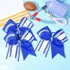 imageDEEKA 8 PCS Football Cheer Bows with Glitter Laces and Stripes Cheerleader Sports Team Bows Elastic Band for Cheerleading Girls MaroonGlitter SilverWhiteRoyal BlueGlitter SilverWhite