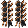 imageDEEKA 8 PCS Football Cheer Bows with Glitter Laces and Stripes Cheerleader Sports Team Bows Elastic Band for Cheerleading Girls MaroonGlitter SilverWhiteBlackGlitter OrangeWhite