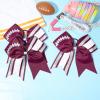 imageDEEKA 8 PCS Football Cheer Bows with Glitter Laces and Stripes Cheerleader Sports Team Bows Elastic Band for Cheerleading Girls MaroonGlitter SilverWhiteMaroonGlitter SilverWhite