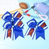 imageDEEKA 8 PCS Football Cheer Bows with Glitter Laces and Stripes Cheerleader Sports Team Bows Elastic Band for Cheerleading Girls MaroonGlitter SilverWhiteRoyal BlueGlitter WhiteRed