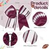 imageDEEKA 8 PCS Football Cheer Bows with Glitter Laces and Stripes Cheerleader Sports Team Bows Elastic Band for Cheerleading Girls MaroonGlitter SilverWhiteMaroonGlitter SilverWhite