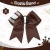imageDEEKA 8 PCS Football Cheer Bows with Glitter Laces and Stripes Cheerleader Sports Team Bows Elastic Band for Cheerleading Girls MaroonGlitter SilverWhiteDark BrownGlitter SilverWhite