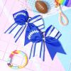 imageDEEKA 8 PCS Football Cheer Bows with Glitter Laces and Stripes Cheerleader Sports Team Bows Elastic Band for Cheerleading Girls MaroonGlitter SilverWhiteRoyal BlueGlitter SilverWhite