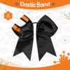 imageDEEKA 8 PCS Football Cheer Bows with Glitter Laces and Stripes Cheerleader Sports Team Bows Elastic Band for Cheerleading Girls MaroonGlitter SilverWhiteBlackGlitter OrangeWhite