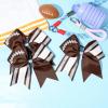 imageDEEKA 8 PCS Football Cheer Bows with Glitter Laces and Stripes Cheerleader Sports Team Bows Elastic Band for Cheerleading Girls MaroonGlitter SilverWhiteDark BrownGlitter SilverWhite