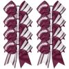 imageDEEKA 8 PCS Football Cheer Bows with Glitter Laces and Stripes Cheerleader Sports Team Bows Elastic Band for Cheerleading Girls MaroonGlitter SilverWhiteMaroonGlitter SilverWhite