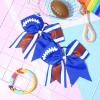 imageDEEKA 8 PCS Football Cheer Bows with Glitter Laces and Stripes Cheerleader Sports Team Bows Elastic Band for Cheerleading Girls MaroonGlitter SilverWhiteRoyal BlueGlitter WhiteRed