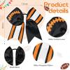 imageDEEKA 8 PCS Football Cheer Bows with Glitter Laces and Stripes Cheerleader Sports Team Bows Elastic Band for Cheerleading Girls MaroonGlitter SilverWhiteBlackGlitter OrangeWhite