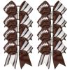 imageDEEKA 8 PCS Football Cheer Bows with Glitter Laces and Stripes Cheerleader Sports Team Bows Elastic Band for Cheerleading Girls MaroonGlitter SilverWhiteDark BrownGlitter SilverWhite
