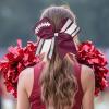 imageDEEKA 8 PCS Football Cheer Bows with Glitter Laces and Stripes Cheerleader Sports Team Bows Elastic Band for Cheerleading Girls MaroonGlitter SilverWhiteMaroonGlitter SilverWhite