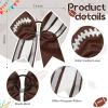 imageDEEKA 8 PCS Football Cheer Bows with Glitter Laces and Stripes Cheerleader Sports Team Bows Elastic Band for Cheerleading Girls MaroonGlitter SilverWhiteDark BrownGlitter SilverWhite