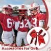 imageDEEKA 8 PCS Football Cheer Bows with Glitter Laces and Stripes Cheerleader Sports Team Bows Elastic Band for Cheerleading Girls MaroonGlitter SilverWhiteRedGlitter BlackWhite