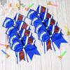 imageDEEKA 8 PCS Football Cheer Bows with Glitter Laces and Stripes Cheerleader Sports Team Bows Elastic Band for Cheerleading Girls MaroonGlitter SilverWhiteRoyal BlueGlitter WhiteRed
