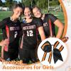 imageDEEKA 8 PCS Football Cheer Bows with Glitter Laces and Stripes Cheerleader Sports Team Bows Elastic Band for Cheerleading Girls MaroonGlitter SilverWhiteBlackGlitter OrangeWhite