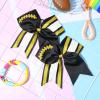 imageDEEKA 8 PCS Football Cheer Bows with Glitter Laces and Stripes Cheerleader Sports Team Bows Elastic Band for Cheerleading Girls MaroonGlitter SilverWhiteBlackGlitter GoldWhite